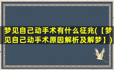 梦见自己动手术有什么征兆(【梦见自己动手术原因解析及解梦】)