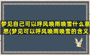 梦见自己可以呼风唤雨唤雪什么意思(梦见可以呼风唤雨唤雪的含义是什么？)