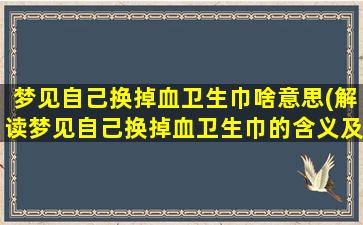 梦见自己换掉血卫生巾啥意思(解读梦见自己换掉血卫生巾的含义及其可能的象征意义)