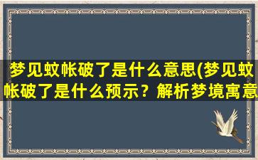 梦见蚊帐破了是什么意思(梦见蚊帐破了是什么预示？解析梦境寓意与暗示！)