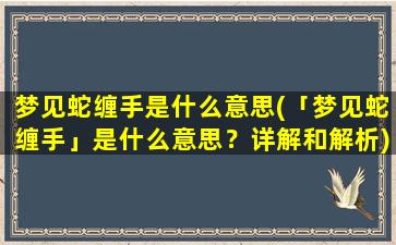 梦见蛇缠手是什么意思(「梦见蛇缠手」是什么意思？详解和解析)