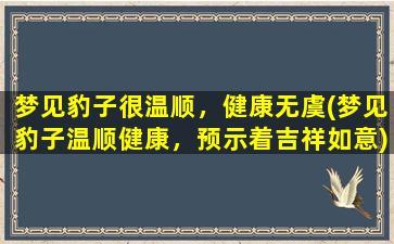 梦见豹子很温顺，健康无虞(梦见豹子温顺健康，预示着吉祥如意)