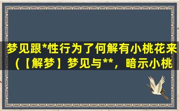 梦见跟*性行为了何解有小桃花来(【解梦】梦见与**，暗示小桃花已来临)