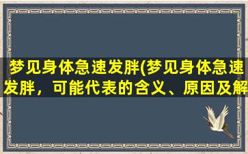 梦见身体急速发胖(梦见身体急速发胖，可能代表的含义、原因及解析)