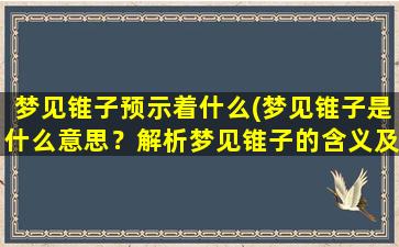 梦见锥子预示着什么(梦见锥子是什么意思？解析梦见锥子的含义及预示，科学的解梦分析！)