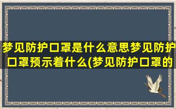 梦见防护口罩是什么意思梦见防护口罩预示着什么(梦见防护口罩的含义及预示，解梦分析)