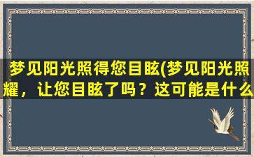 梦见阳光照得您目眩(梦见阳光照耀，让您目眩了吗？这可能是什么意味着)