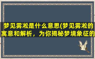 梦见雾凇是什么意思(梦见雾凇的寓意和解析，为你揭秘梦境象征的含义)