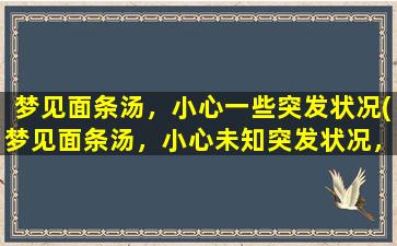 梦见面条汤，小心一些突发状况(梦见面条汤，小心未知突发状况，提前了解预警机制！)