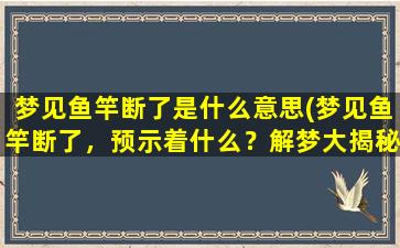 梦见鱼竿断了是什么意思(梦见鱼竿断了，预示着什么？解梦大揭秘！)