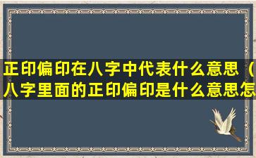 正印偏印在八字中代表什么意思（八字里面的正印偏印是什么意思怎么理解）