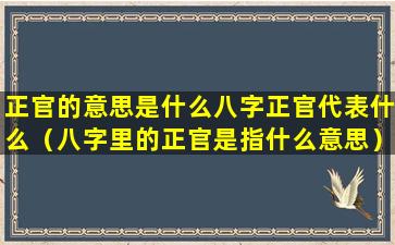 正官的意思是什么八字正官代表什么（八字里的正官是指什么意思）