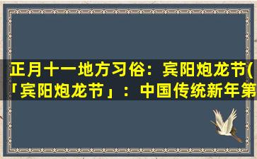 正月十一地方习俗：宾阳炮龙节(「宾阳炮龙节」：中国传统新年第十一个日子，炮龙巡游闹市，热闹非凡！)