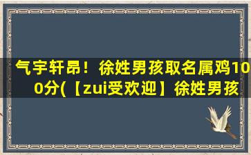 气宇轩昂！徐姓男孩取名属鸡100分(【zui受欢迎】徐姓男孩取名无忧，鸡年出生首选！)