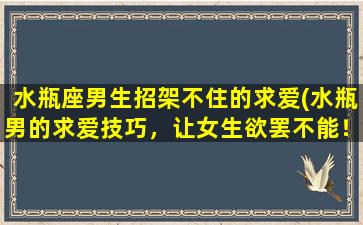 水瓶座男生招架不住的求爱(水瓶男的求爱技巧，让女生欲罢不能！)