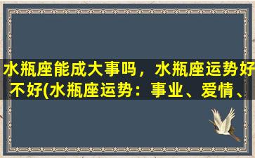 水瓶座能成大事吗，水瓶座运势好不好(水瓶座运势：事业、爱情、财运都大放异彩！)