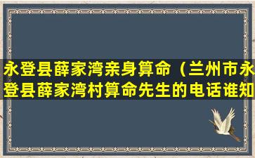 永登县薛家湾亲身算命（兰州市永登县薛家湾村算命先生的电话谁知道）