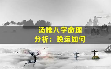 汤唯八字命理分析：晚运如何