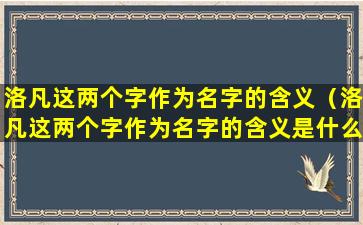 洛凡这两个字作为名字的含义（洛凡这两个字作为名字的含义是什么）