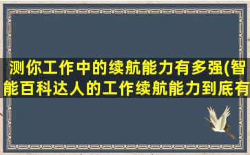 测你工作中的续航能力有多强(智能百科达人的工作续航能力到底有多强？)