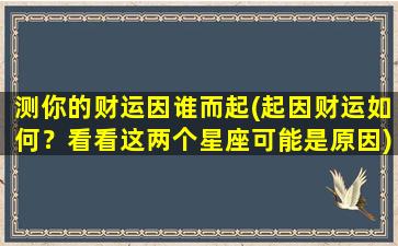 测你的财运因谁而起(起因财运如何？看看这两个星座可能是原因)