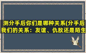 测分手后你们是哪种关系(分手后我们的关系：友谊、仇敌还是陌生人)