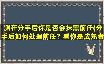 测在分手后你是否会抹黑前任(分手后如何处理前任？看你是成熟者还是抹黑怪！)