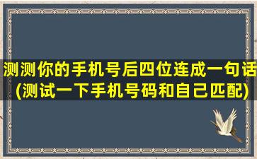 测测你的手机号后四位连成一句话(测试一下手机号码和自己匹配)