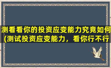 测看看你的投资应变能力究竟如何(测试投资应变能力，看你行不行！)