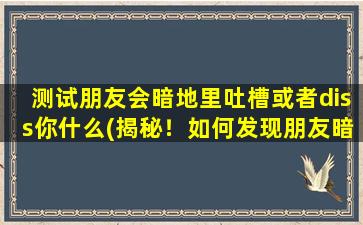 测试朋友会暗地里吐槽或者diss你什么(揭秘！如何发现朋友暗地里吐槽你的话题？)