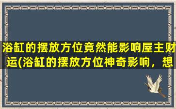 浴缸的摆放方位竟然能影响屋主财运(浴缸的摆放方位神奇影响，想知道吗？)