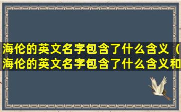 海伦的英文名字包含了什么含义（海伦的英文名字包含了什么含义和寓意）