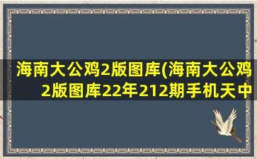 海南大公鸡2版图库(海南大公鸡2版图库22年212期手机天中图库)