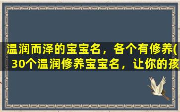 温润而泽的宝宝名，各个有修养(30个温润修养宝宝名，让你的孩子从小具备润泽人生的品质)