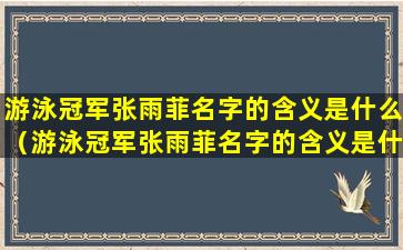 游泳冠军张雨菲名字的含义是什么（游泳冠军张雨菲名字的含义是什么呢）