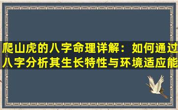 爬山虎的八字命理详解：如何通过八字分析其生长特性与环境适应能力