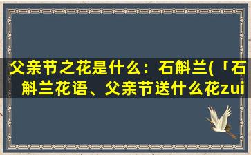 父亲节之花是什么：石斛兰(「石斛兰花语、父亲节送什么花zui好？石斛兰一定让您的父亲留下深刻的记忆！」)