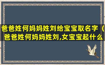 爸爸姓何妈妈姓刘给宝宝取名字（爸爸姓何妈妈姓刘,女宝宝起什么名字）