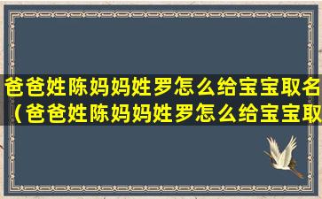 爸爸姓陈妈妈姓罗怎么给宝宝取名（爸爸姓陈妈妈姓罗怎么给宝宝取名男孩）