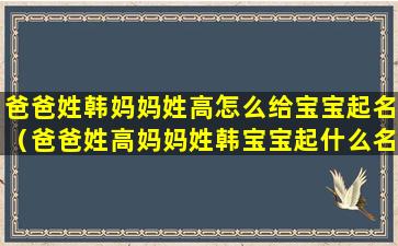 爸爸姓韩妈妈姓高怎么给宝宝起名（爸爸姓高妈妈姓韩宝宝起什么名字好）