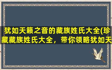 犹如天籁之音的藏族姓氏大全(珍藏藏族姓氏大全，带你领略犹如天籁之音！)