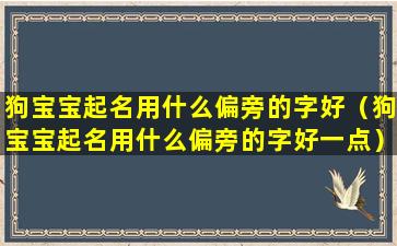 狗宝宝起名用什么偏旁的字好（狗宝宝起名用什么偏旁的字好一点）