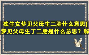 独生女梦见父母生二胎什么意思(梦见父母生了二胎是什么意思？解析独生女梦中的情境)