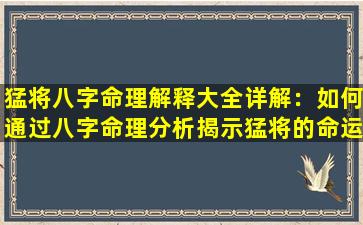 猛将八字命理解释大全详解：如何通过八字命理分析揭示猛将的命运特质