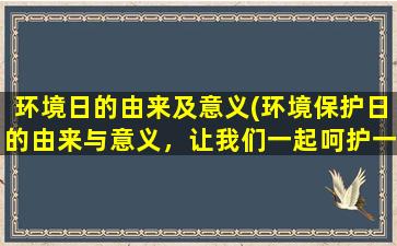 环境日的由来及意义(环境保护日的由来与意义，让我们一起呵护一片蓝天)