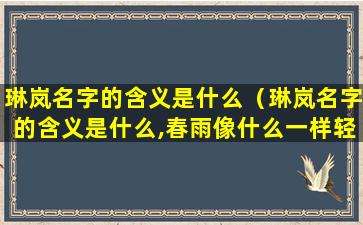 琳岚名字的含义是什么（琳岚名字的含义是什么,春雨像什么一样轻轻地落在地上）