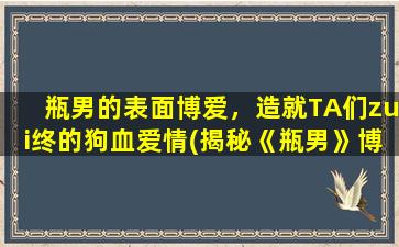 瓶男的表面博爱，造就TA们zui终的狗血爱情(揭秘《瓶男》博爱表象背后的“狗血爱情”*！)