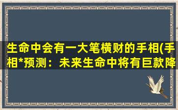 生命中会有一大笔横财的手相(手相*预测：未来生命中将有巨款降至，财源滚滚来！)