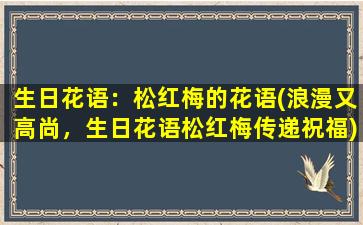 生日花语：松红梅的花语(浪漫又高尚，生日花语松红梅传递祝福)