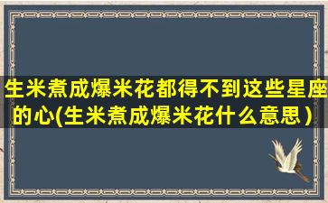 生米煮成爆米花都得不到这些星座的心(生米煮成爆米花什么意思）